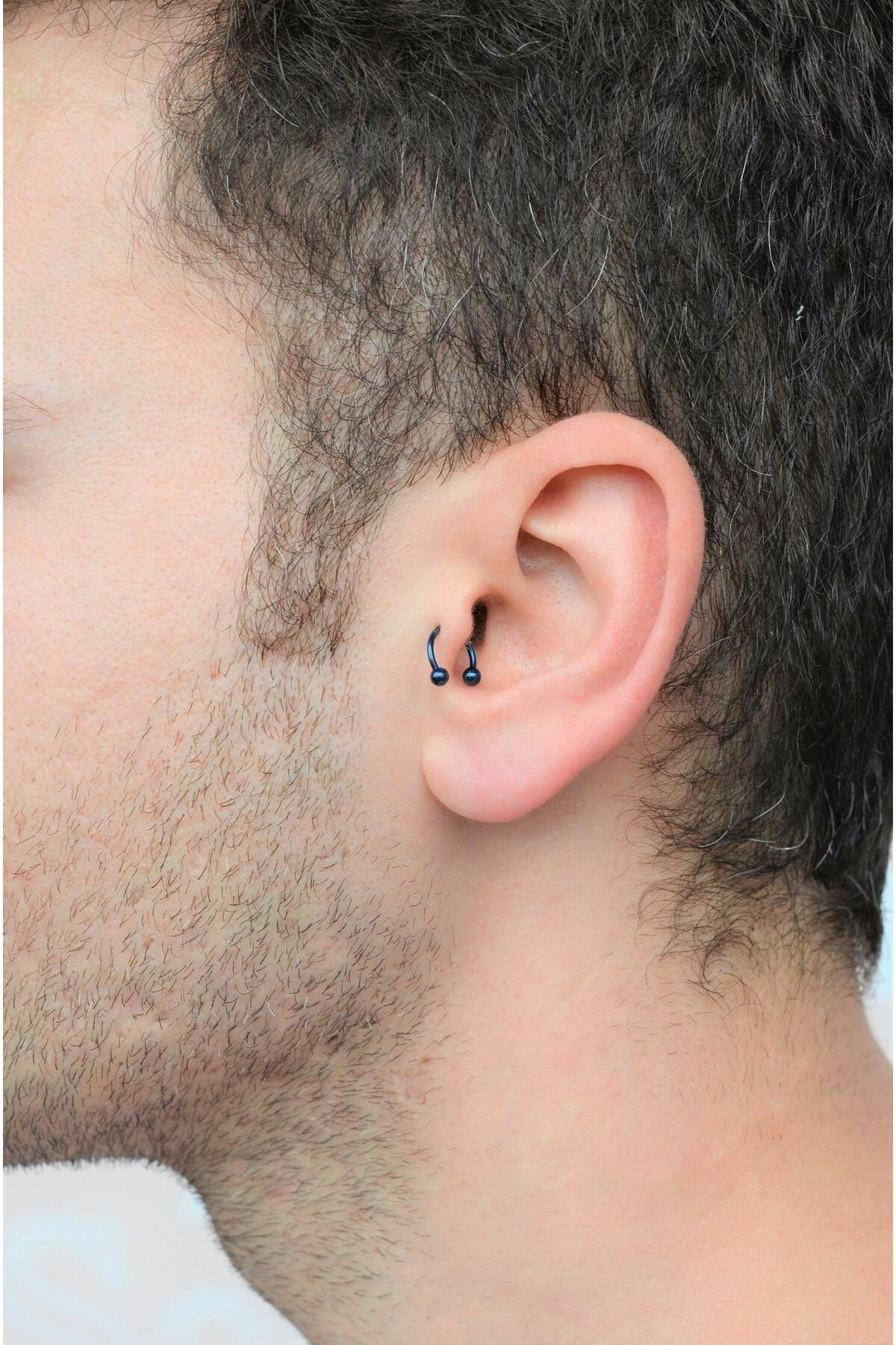 Sacce Scarves&Accessories-Male Blue Steel Piercing Tragus Helix Cartilage 8 Mm 2
