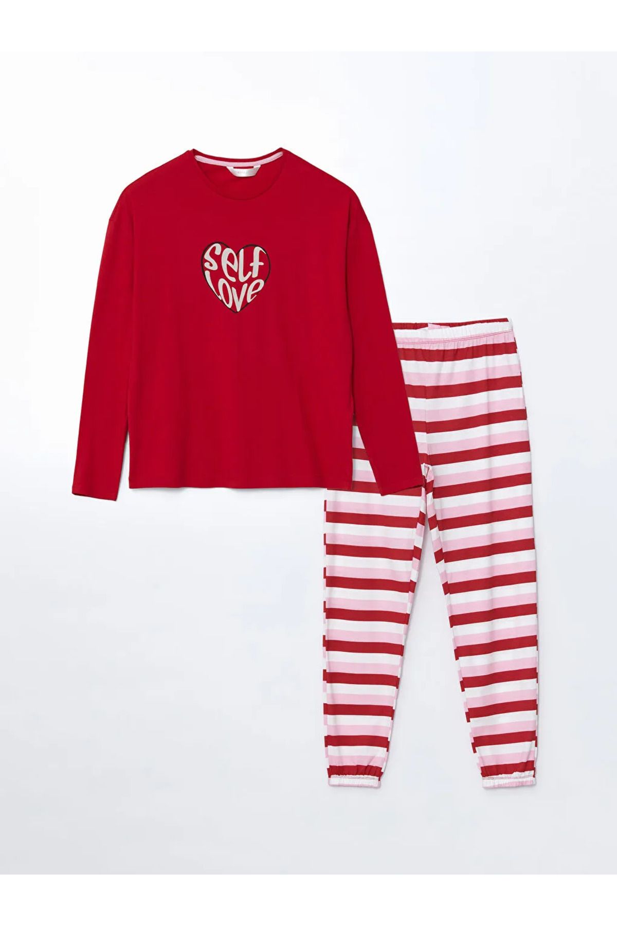 LC Waikiki-Lcw Dream Red Crew Neck Printed Women's Pajamas Set 5