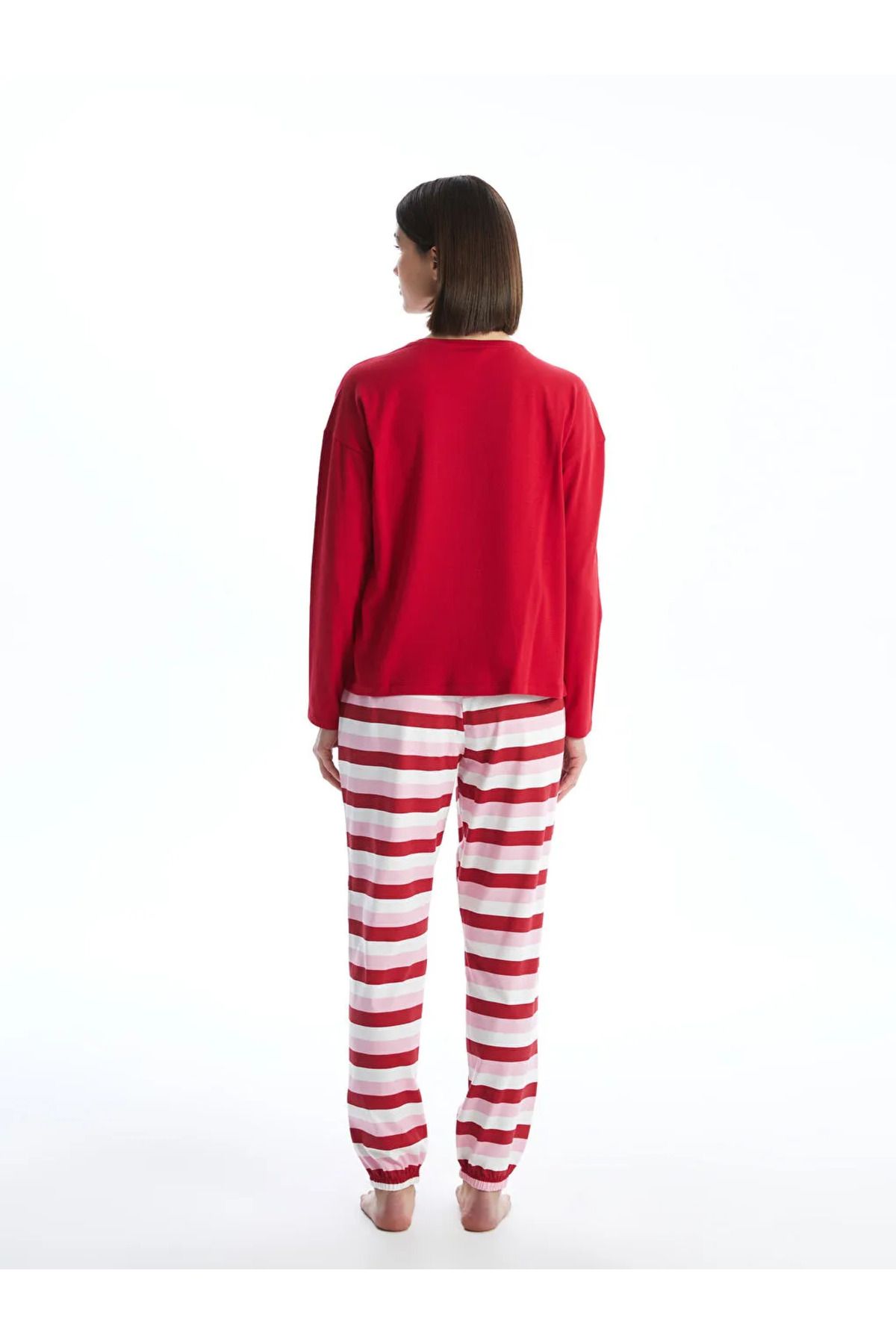 LC Waikiki-Lcw Dream Red Crew Neck Printed Women's Pajamas Set 4