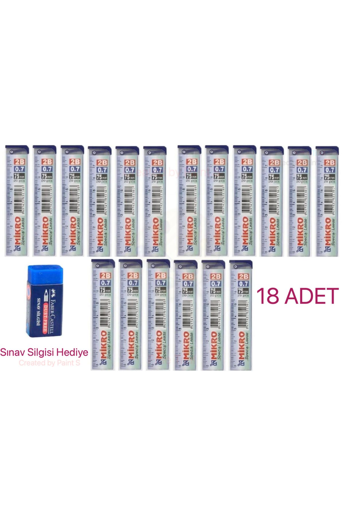 Mikro-18 Pcs Min Pen Nib 0.7 Nib 2B Graduated with Ruler - Grader Gift 1