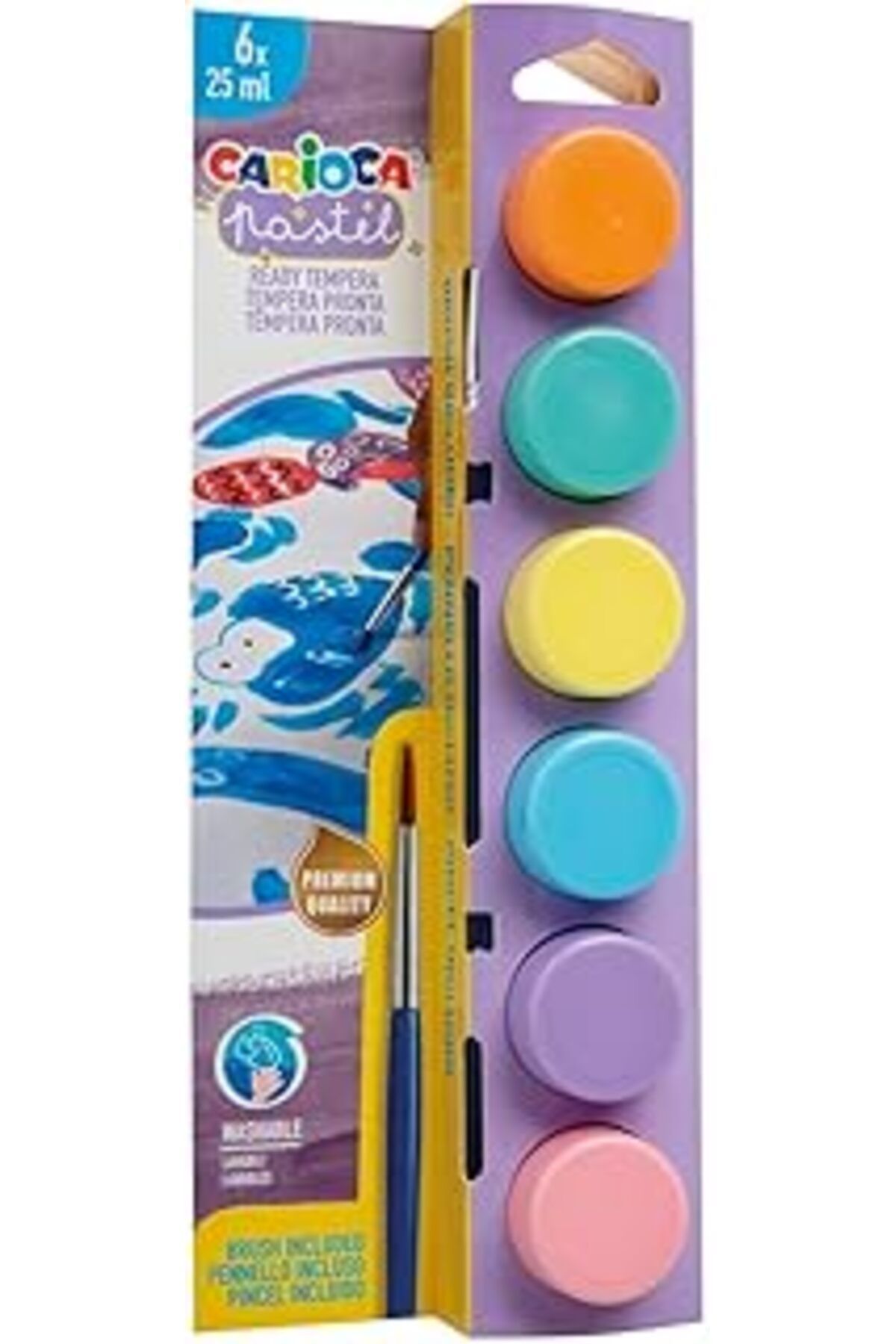 Cepahir Carioca Pastel Tempera Suluboya Süper Yikanabilir Firçali 6 * 25 ml 6 Renk Karişik