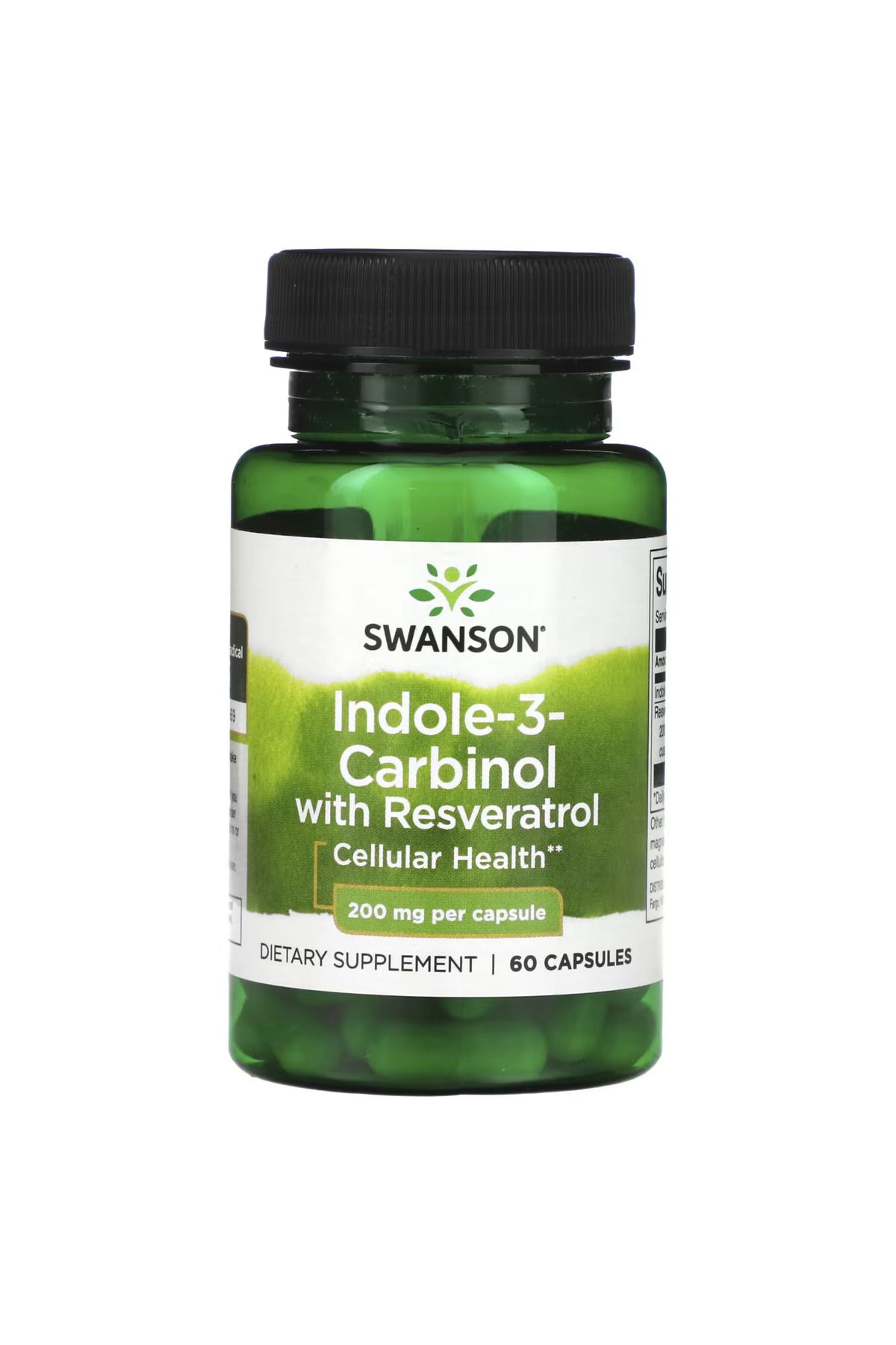 SWANSON Indole-3-Carbinol with Resveratrol, 200 mg, 60 Capsules