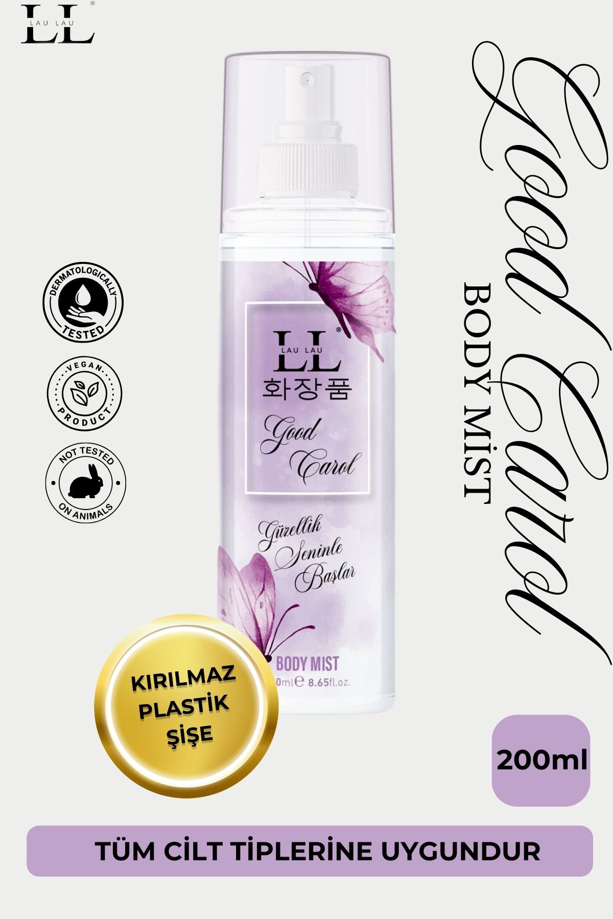 LAU LAU Body Mist Good Carol & Vücut Güzel Şarkılar Kokulu 200 ml Büyük Şişe