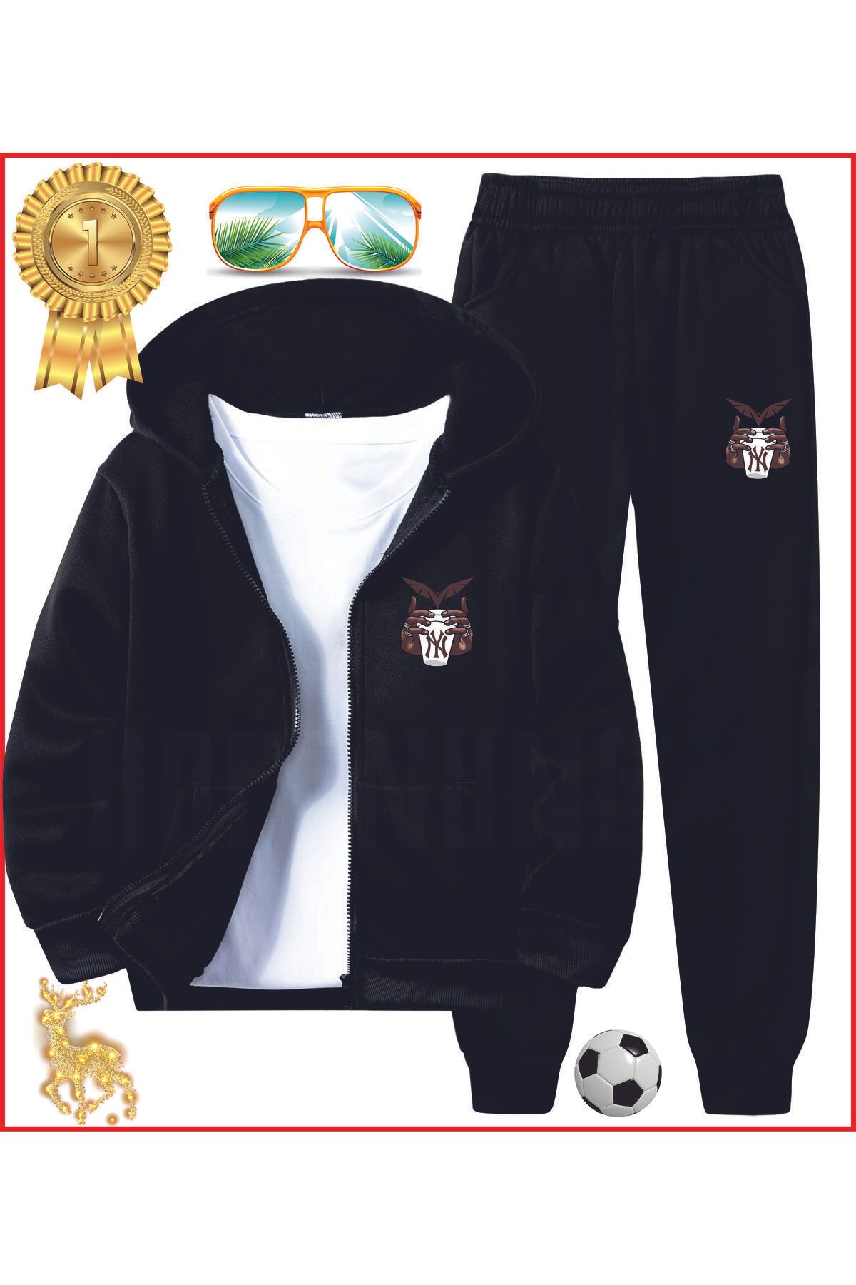 HOFFNUNG Full ZIP MY BAT DRINKING GLASS Oversize Lastik Paça Eşofman Takımı