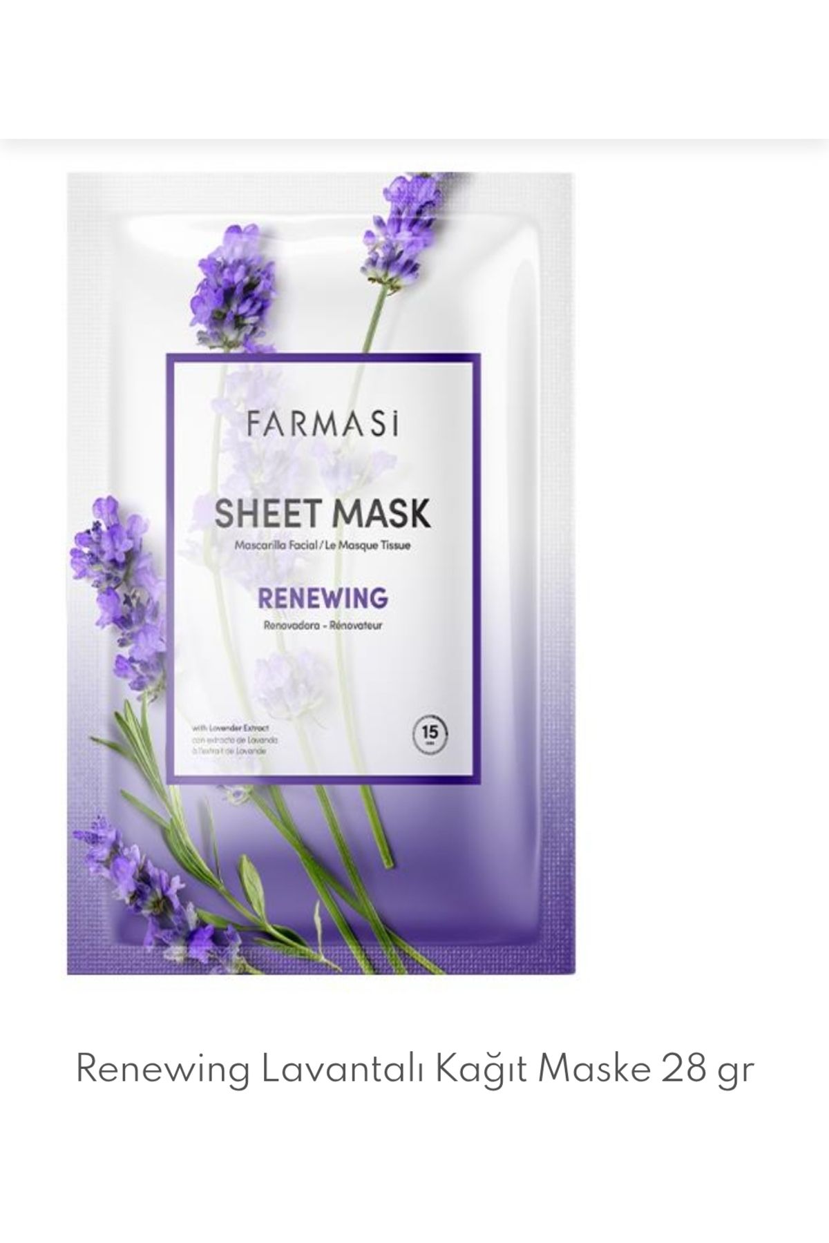 Farmasi lavantalı kağıt maske