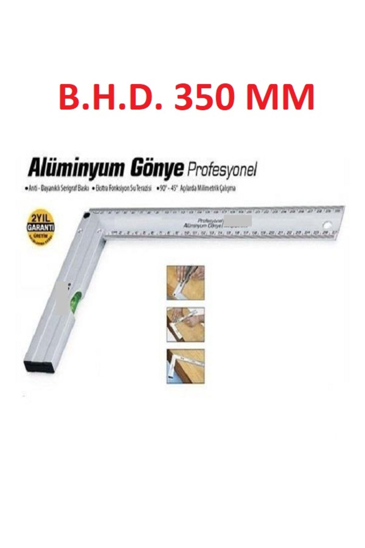 BHDD ALÜMİNYUM GÖNYE 350 MM SU TERAZİLİ YÜKSEK KALİTELİ 1 ADET