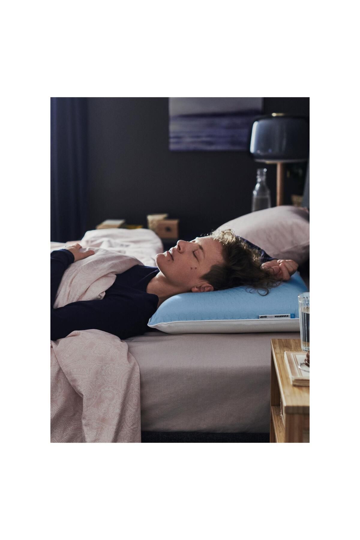 IKEA-Ergonomic pillow, blue-white, 42x54 cm, for sleepers on the side/back 5