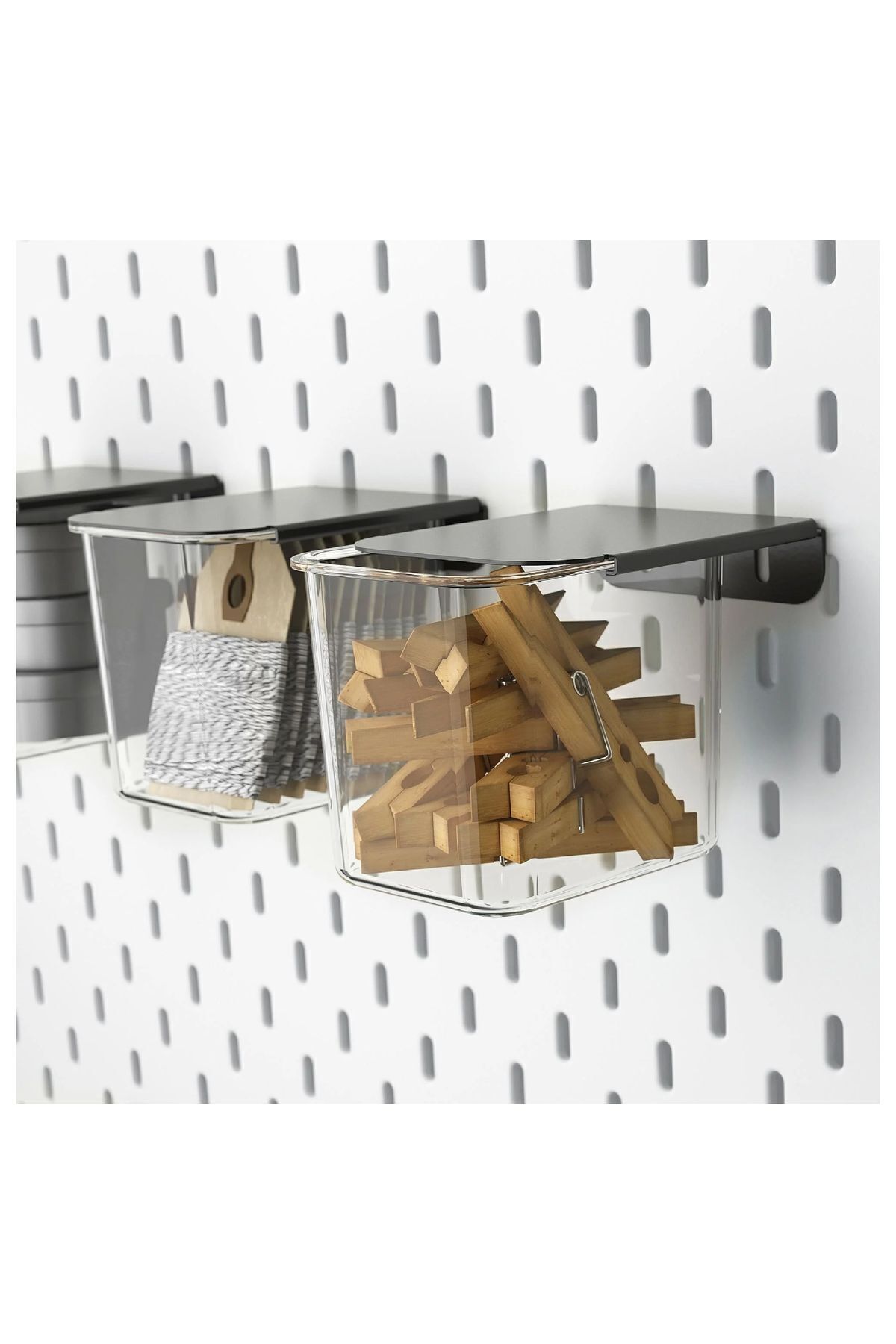 IKEA-Skadıs 3-Piece Black Lid Set Multi-Purpose Panel Part Transparent Box with Lid 7x8x8.5 cm 3
