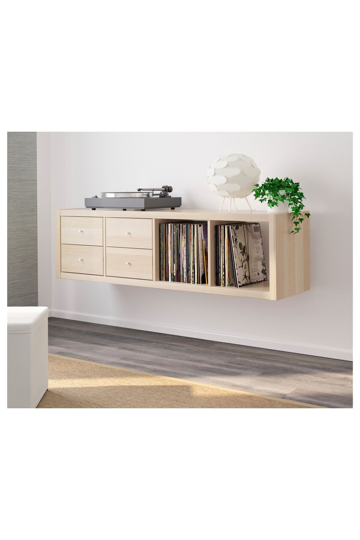 IKEA açık raf ünitesi, ağartılmış meşe görünümlü, 42x147 cm