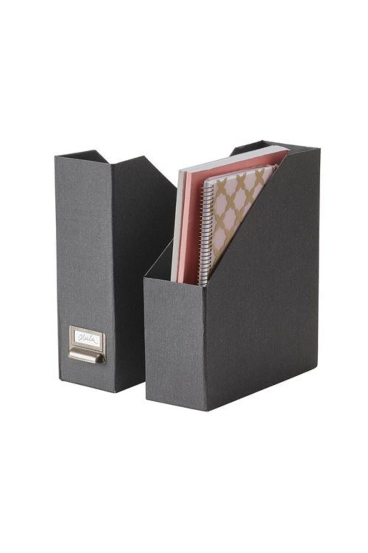 IKEA-2 Li File Holder with Handle - Dark Gray Filing Organizer Hard Cardboard 3