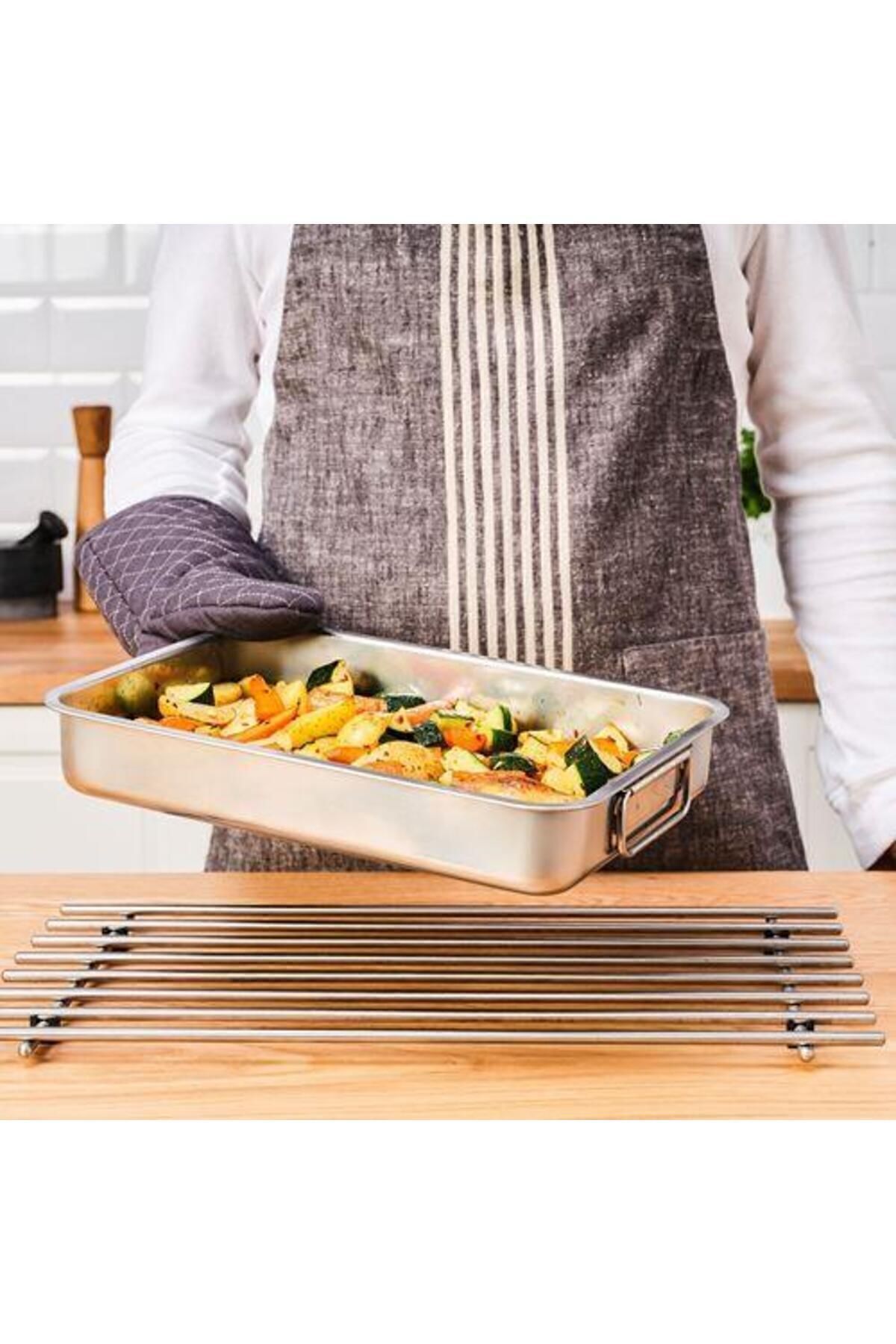 IKEA-Metal Square Oven Dish Meridyendukkan 24x34 Cm Square Oven Baking Tray with Stainless Steel Handle 5