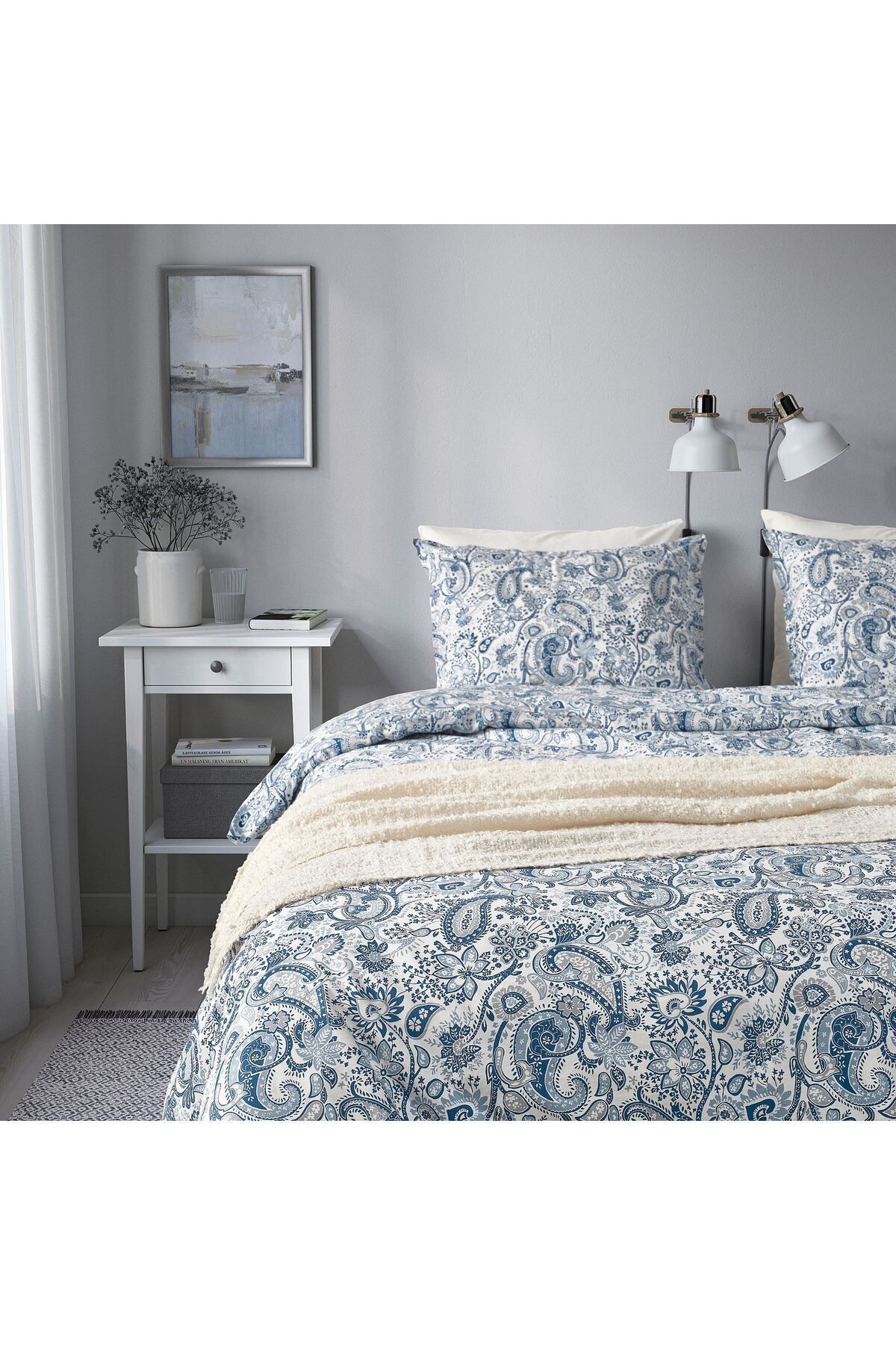 IKEA-Pink-white Double Duvet Cover Set - 240x220/50x60 cm, 80% Cotton/20% Viscose/Rayon 1