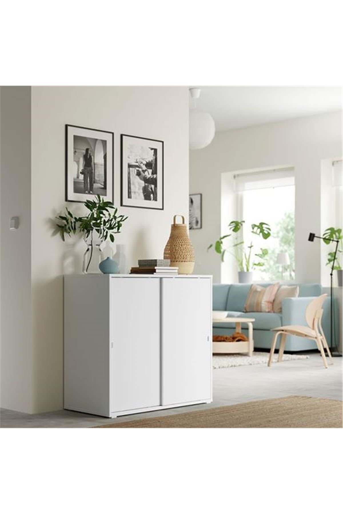 IKEA Vıhals Beyaz Renk Sürgü Kapaklı Dolap 95x47x90 Cm - Fiyatı