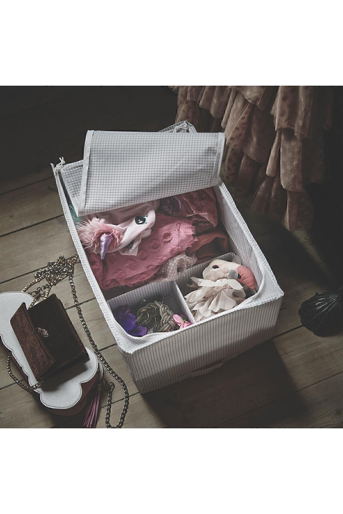 IKEA-Cutie de depozitare compartimentată Dimensiune 34x51x28 cm Cutie de organizare în carouri gri-alb 6