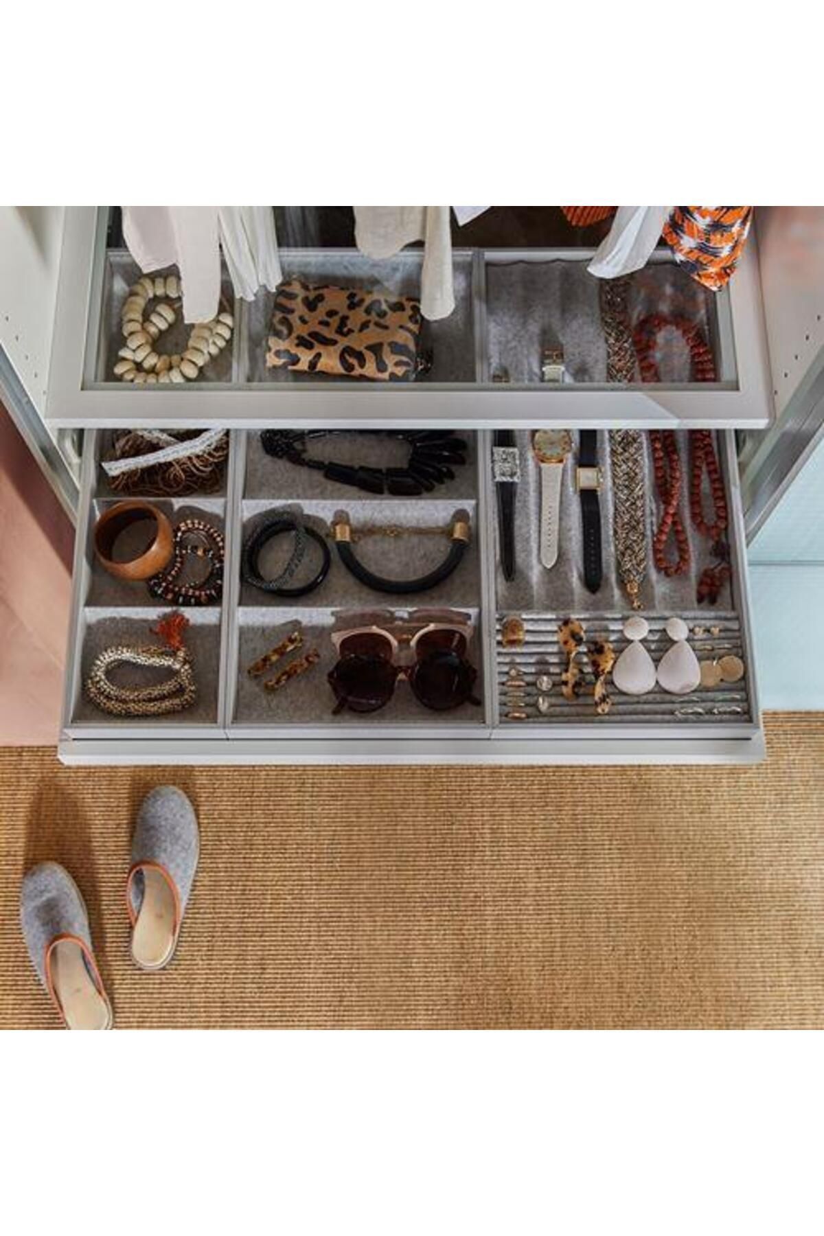 IKEA-Unit with Shelf Compartment Light Gray Size 25X53X5Cm Jewelry-Glasses-Watch Organizing Box Soft 5