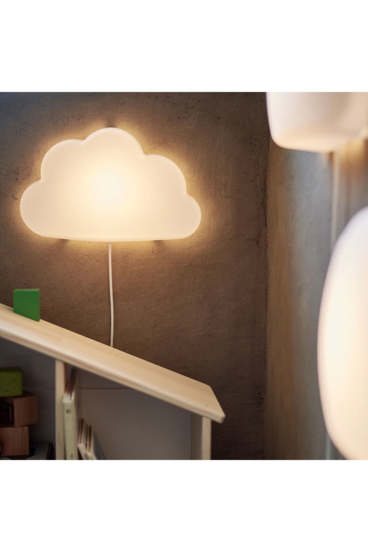 IKEA Upplyst Bulut Şekilli Hazır Ledli Bebek Çocuk Odası Duvar Lambası Gece Lambası Aplik fotoğrafı 4 (önizleme)