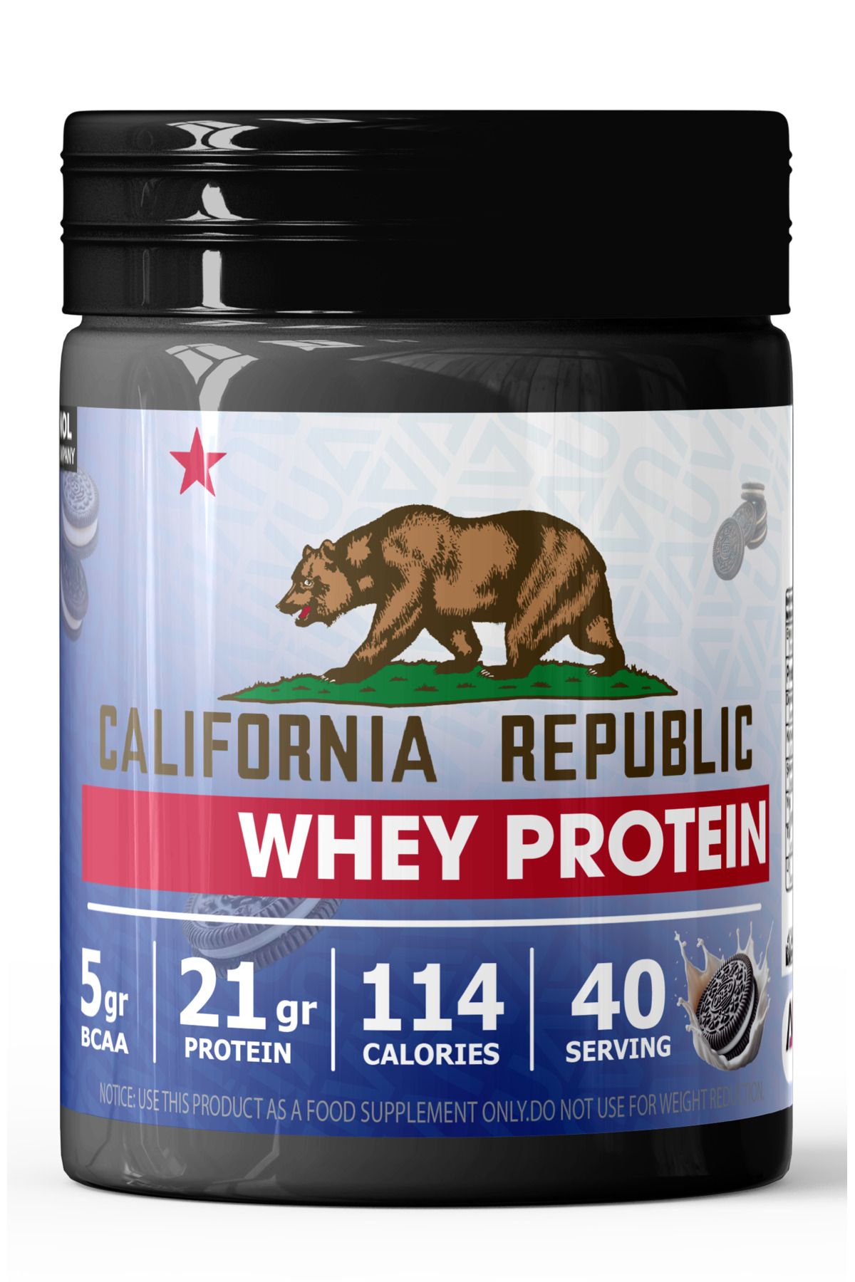 CALIFORNIA REPUBLIC Whey Protein - 1200Gr - Aromalı - 40 Servis - Siyah