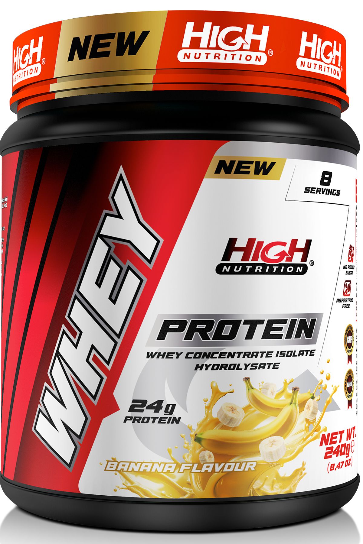 High Nutrition Whey Protein 240 gr Muz Aromalı Protein Tozu 24 gram Protein