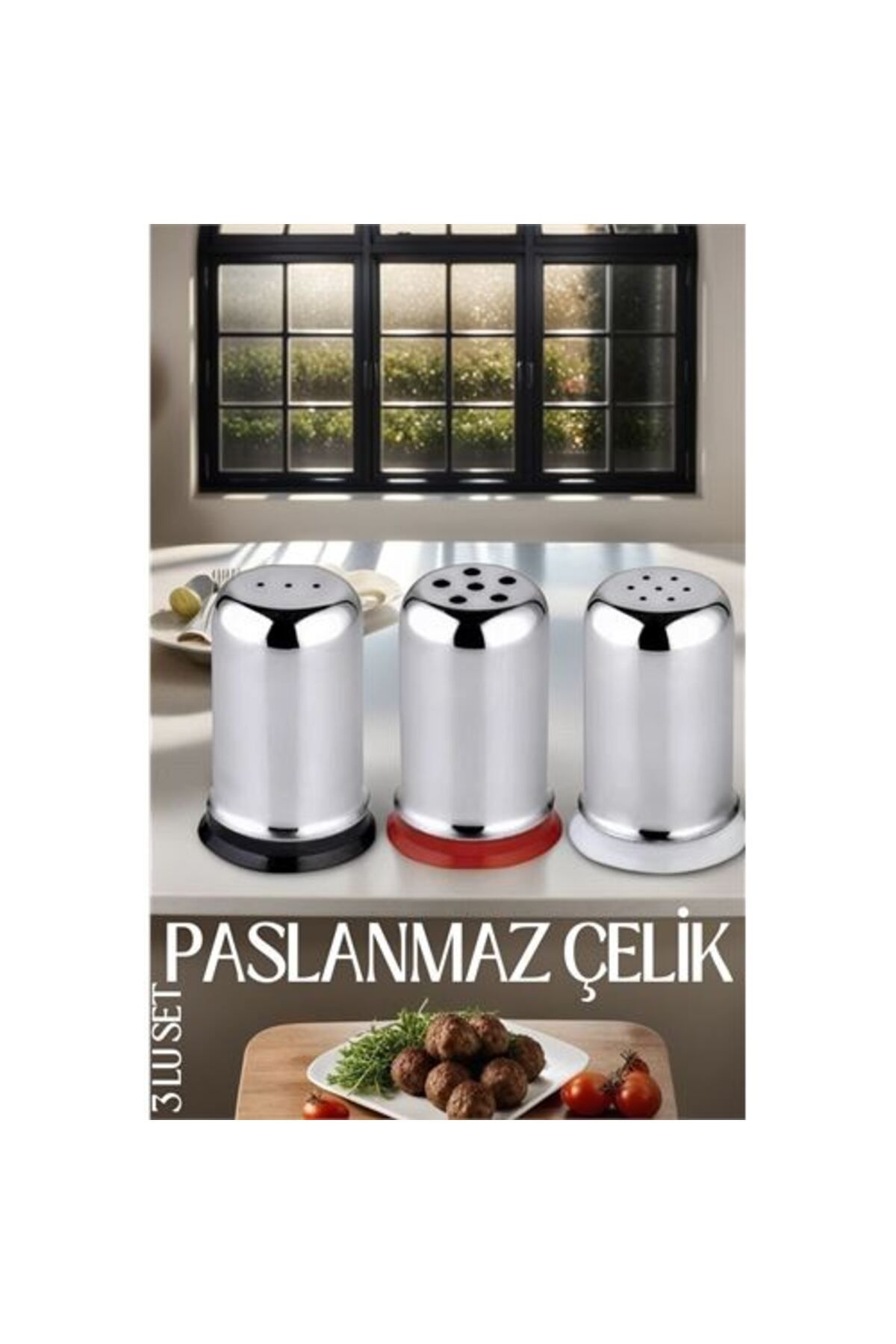 ACSMarket Modacar 3 Lü Set Tuz Karabiber Nanelik Paslanmaz Çelik