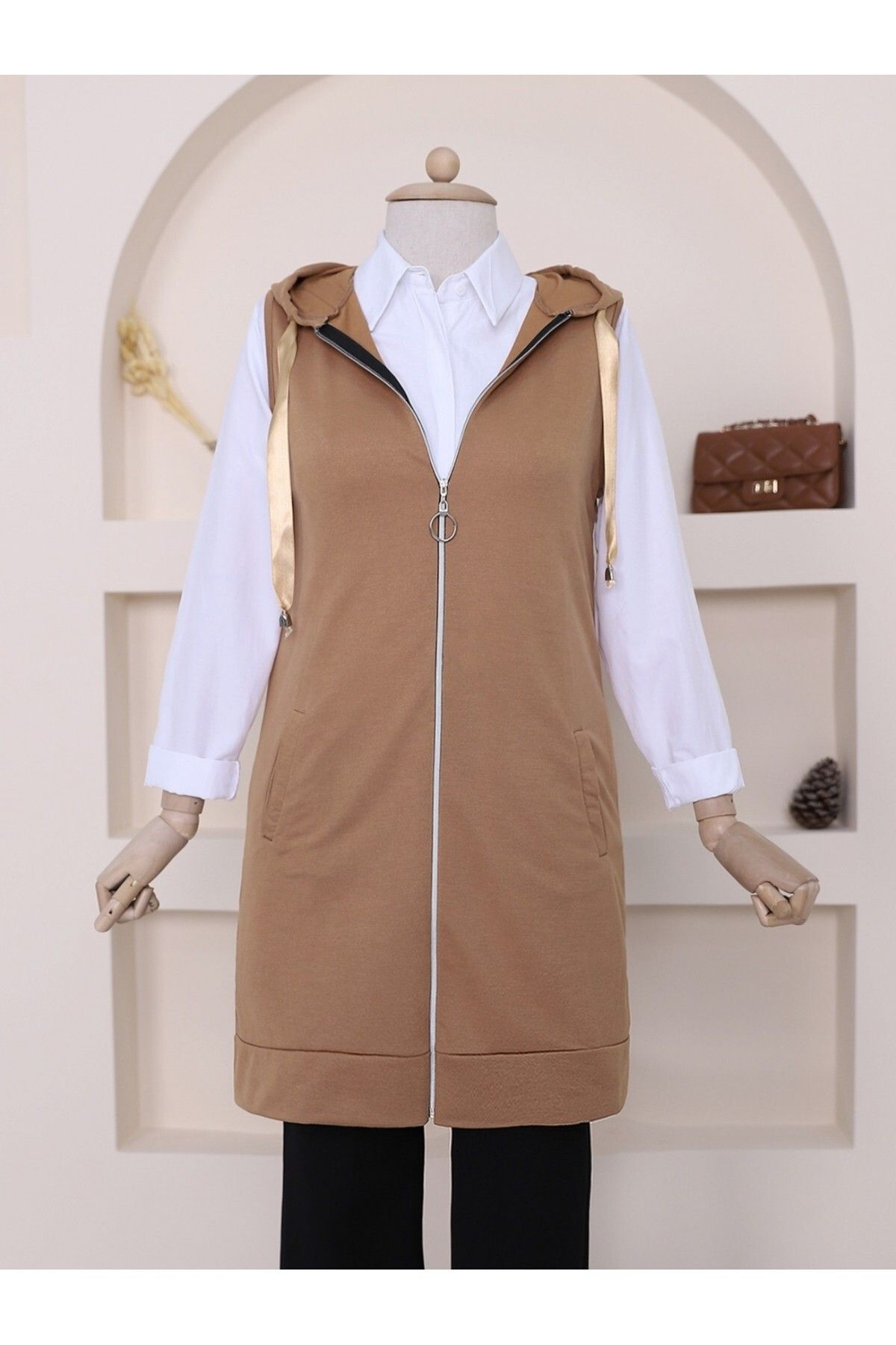 Modamorfo-Hooded Combed Cotton Vest 1