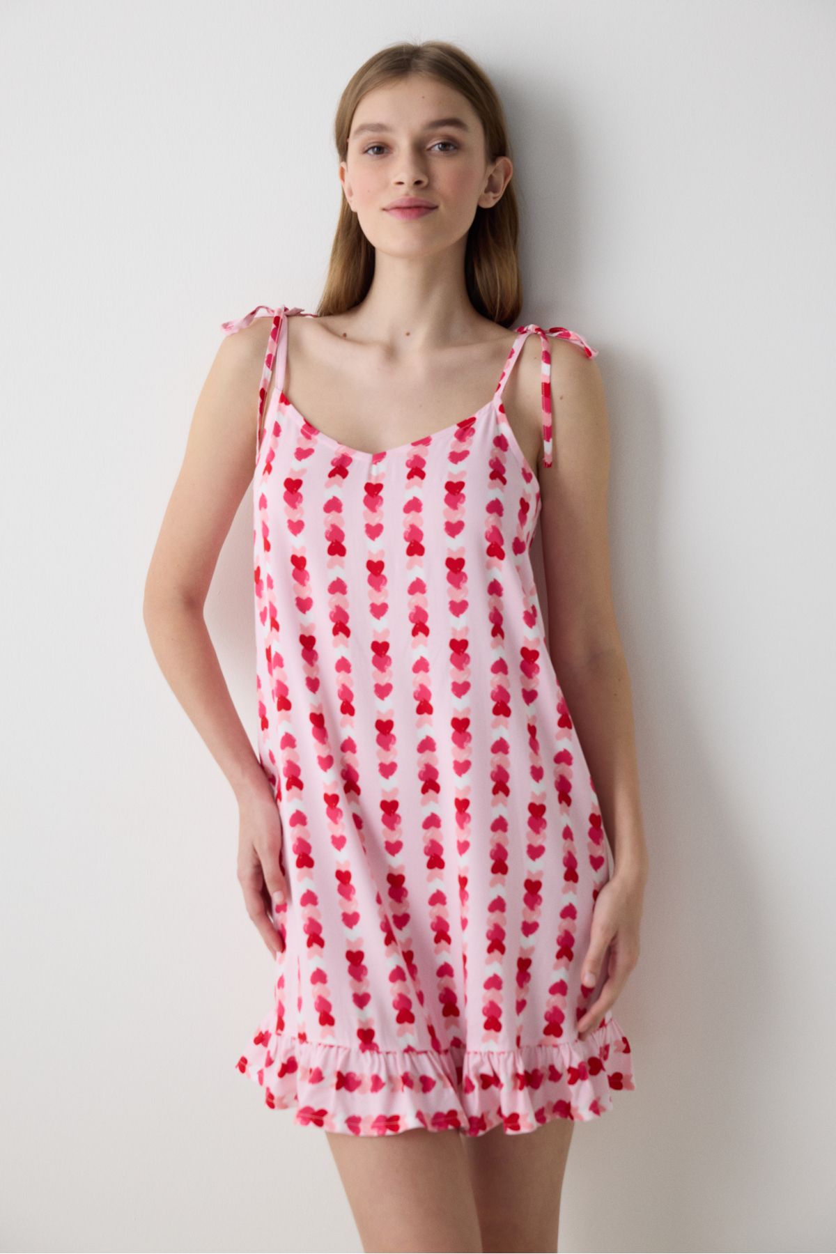 Penti-Carrie Printed Light Pink Nightgown - Kolekcja Loves Paris 1