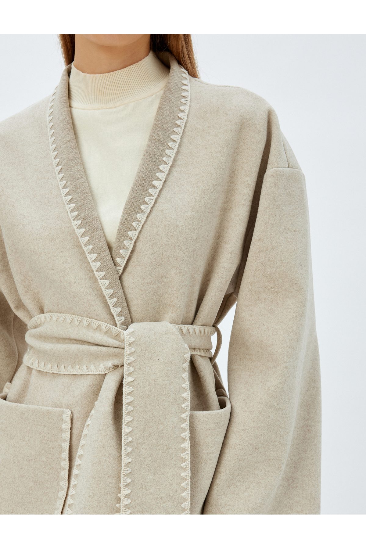 Koton  Vizon Melanj Kadın Kaban 5WAK00247EW - Görsel 5