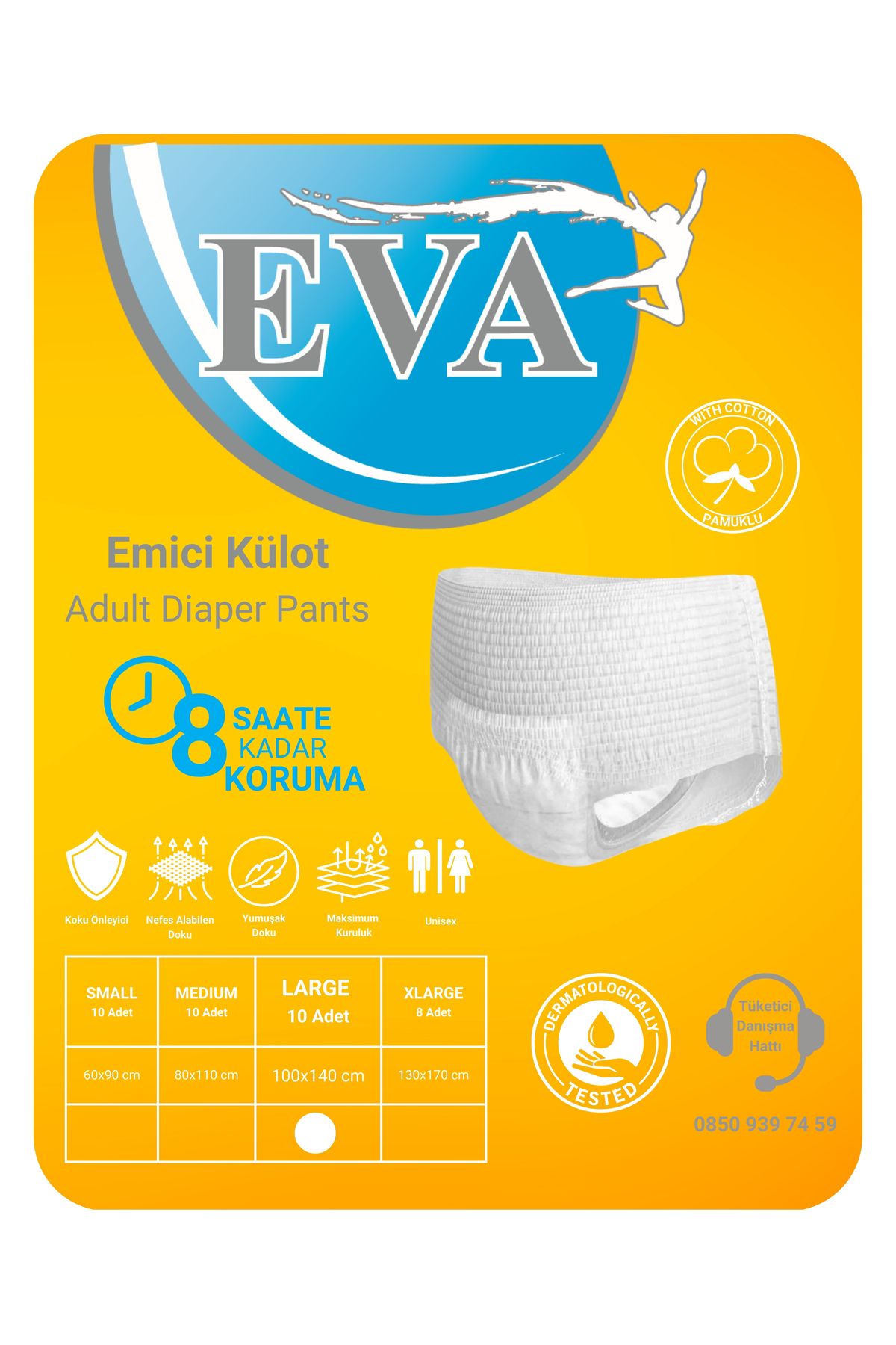 EVA 10lu Emici Külot Large(100-140CM) 1 Paket 10 Adet