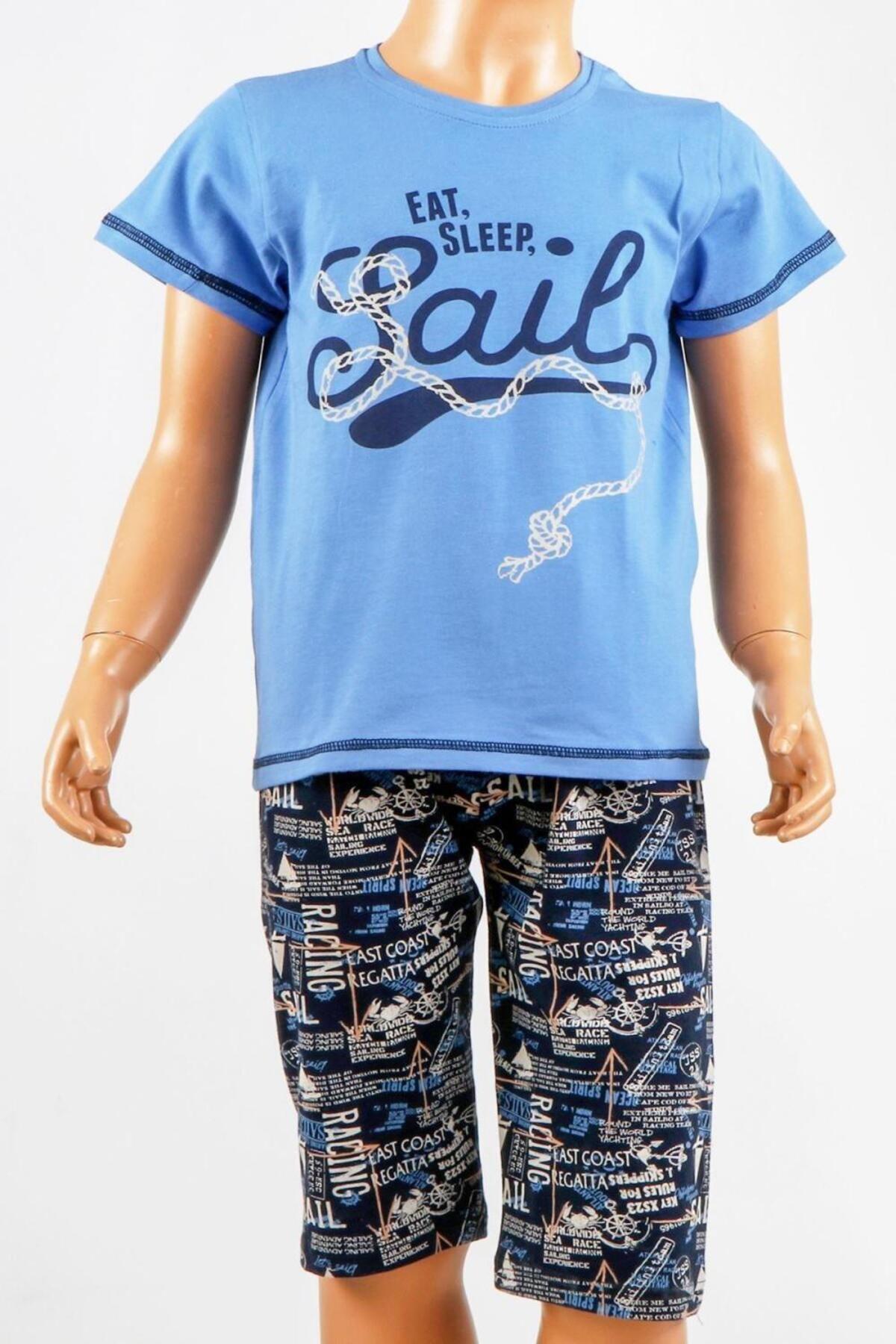 Tom John Erkek Çocuk 2 Li Kapri Bermuda Pijama Takımı Kısa Kollu Likralı Karısık Renklı fotoğrafı 2 (önizleme)