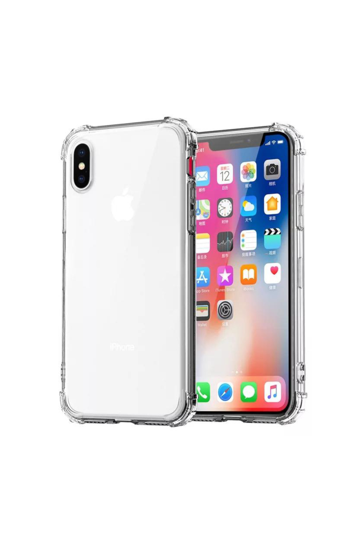 Apple iPhone X Kapak Kamera Bölümü Açık Airbag Antishock Köşe Korumalı Şeffaf Silikon Kılıf