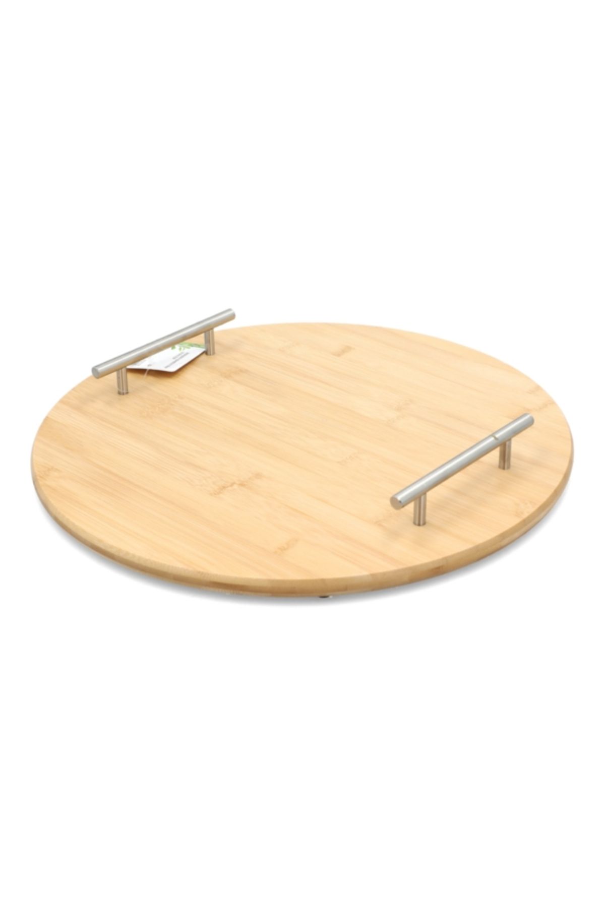 Bien Servi-Round Bamboo Serving Tray with Handle 39.5 x 4.5cm 4