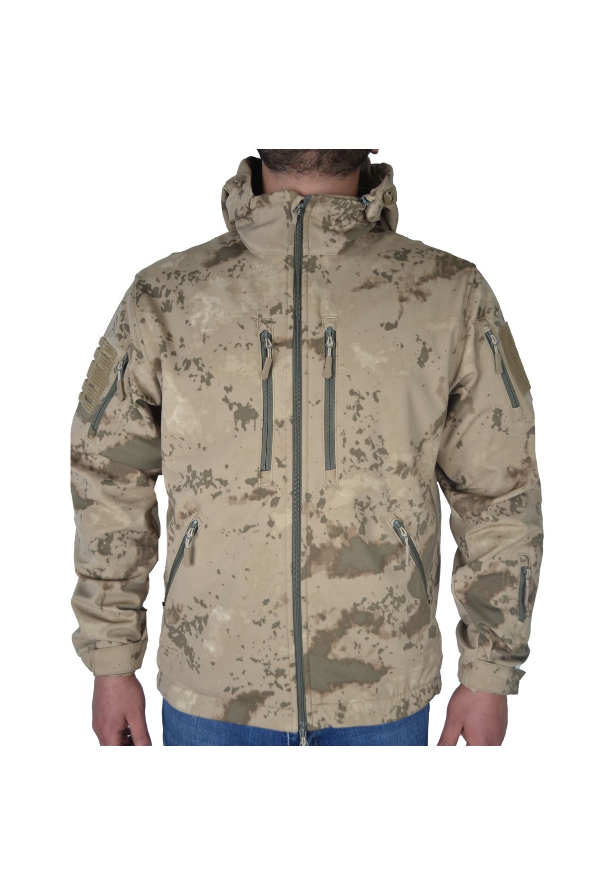 Genel Markalar 10 Cepli Jandarma Kamuflaj Desenli Softshell Mont, Rüzgar Geçirmez Mont