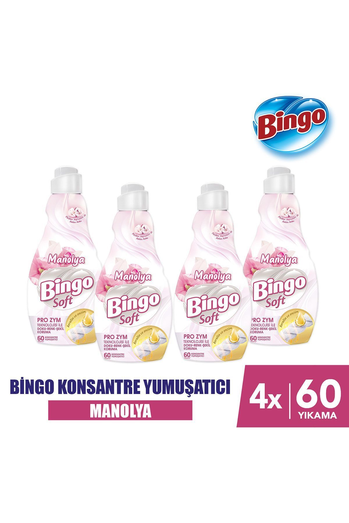 Bingo Soft Konsantre Çamaşır Yumuşatıcısı Manolya 1440 ml 4 Lü