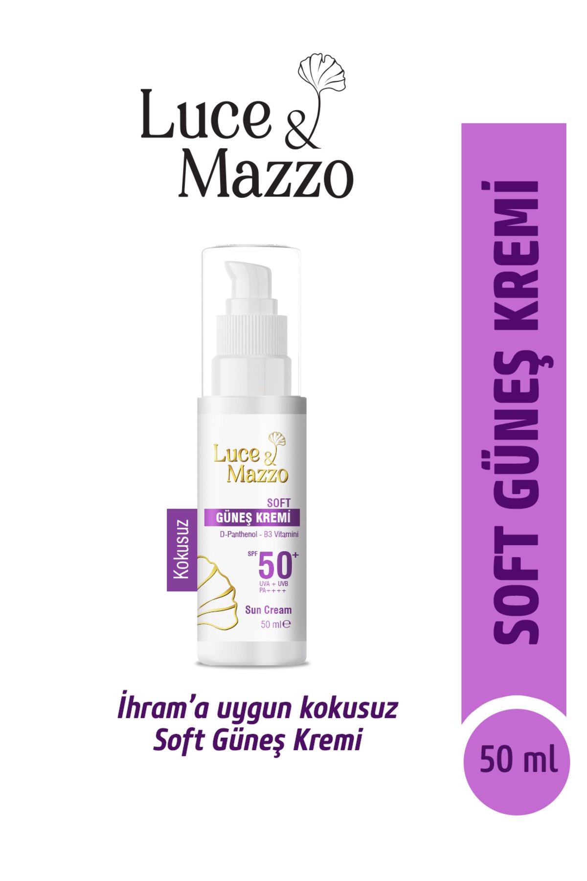 Luce & Mazzo İhrama Uygun 50 Spf Kokusuz Soft Güneş Koruyucu - Yüz Ve Vücut Için 50 ml