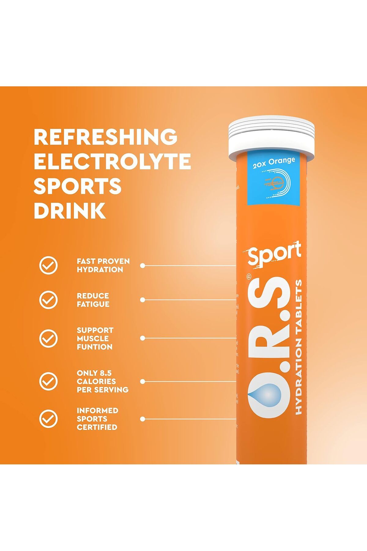 ORS-Hydration Tablets With Electrolytes- Natural Orange Flavour 20'S 2