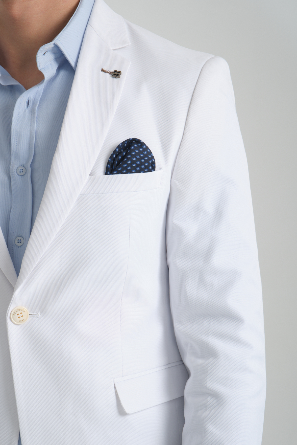 Frappoli  Poly Erkek Beyaz Likralı Pamuklu Esnek Spor Blazer Ceket - Görsel 2