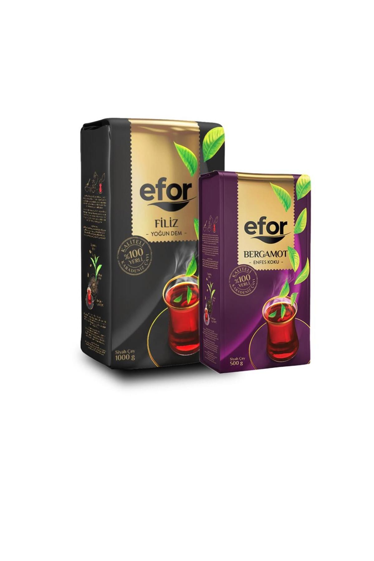 EFOR ÇAY Efor Filiz Çay 1000 gr - Efor Bergamot Aromalı Çay 500 gr Dökme Çay-Set