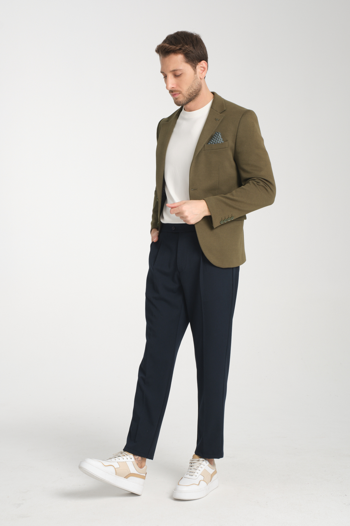 Frappoli  Modern Erkek Blazer Mono Yaka Spor Ceket Örme - Görsel 7