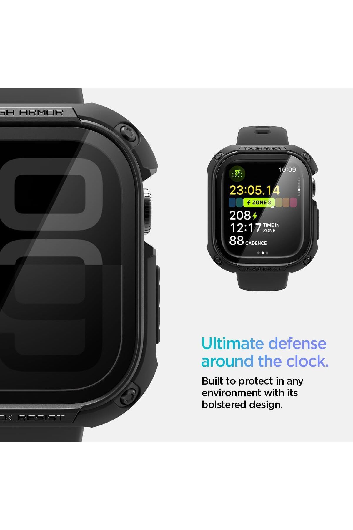 Spigen-Tough Armor for Apple Watch Series 10 (46mm) Case with built in Screen Protector - Black 4