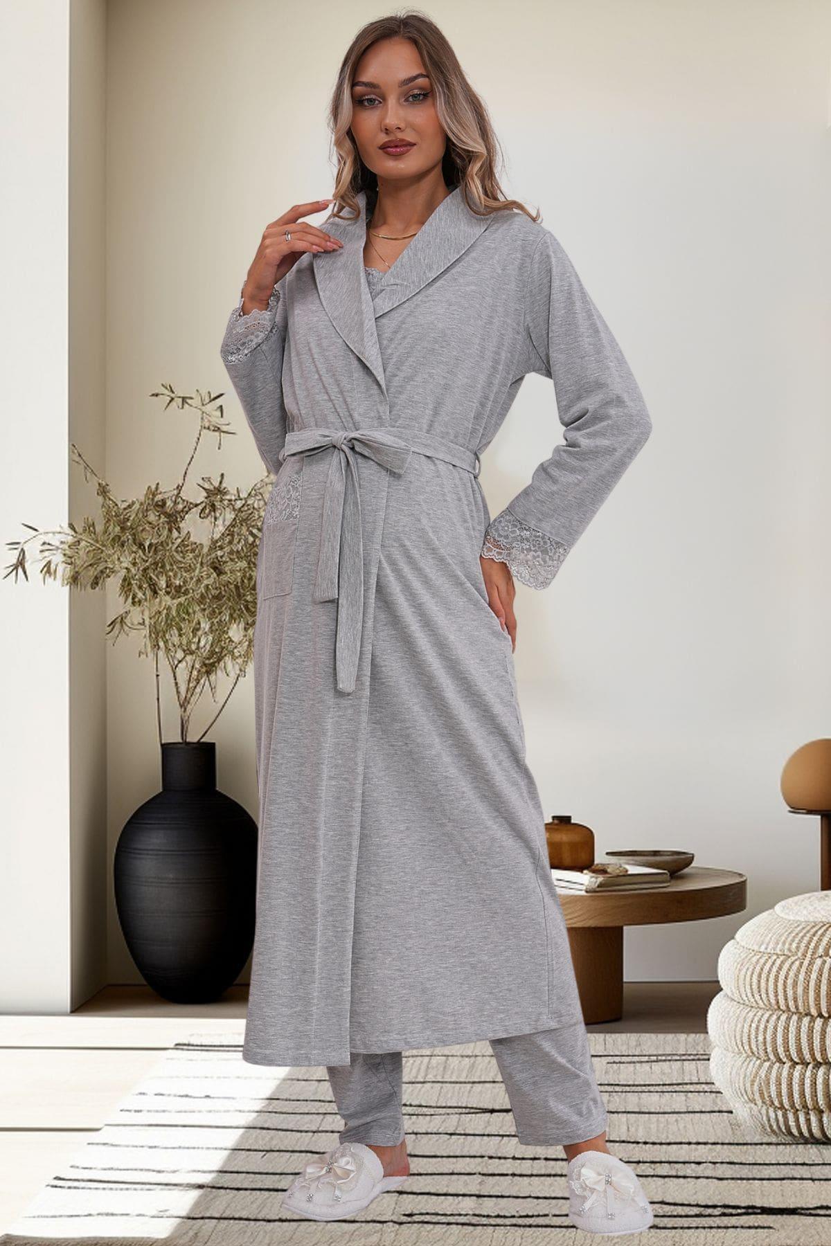 Mecit Pijama-Πιτζάμες 2 τεμαχίων με μακριά μανίκια για έγκυες και μητρότητες - 75% βαμβάκι 25% βισκόζη 3