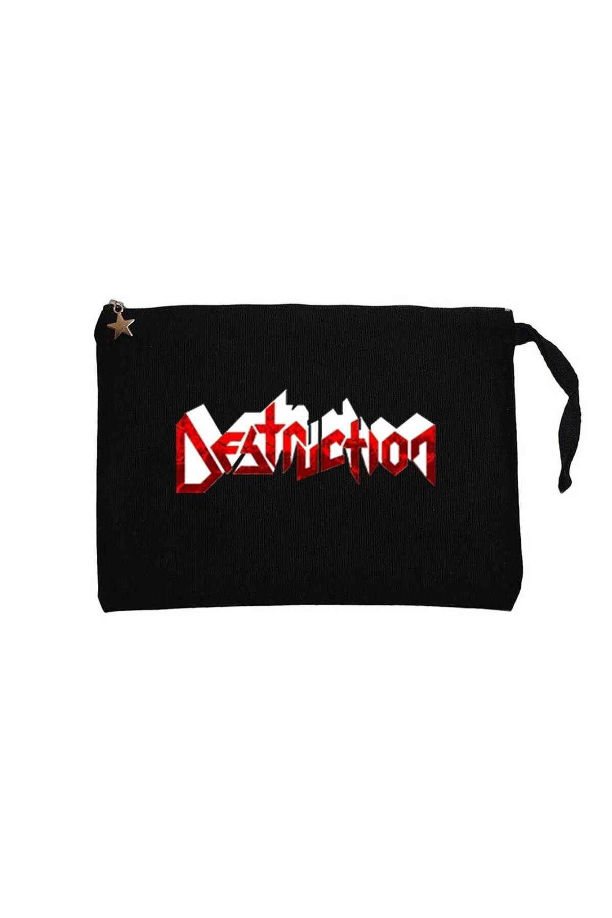 Z zepplin Destruction Logo Siyah Clutch Astarlı Cüzdan / El Çantası