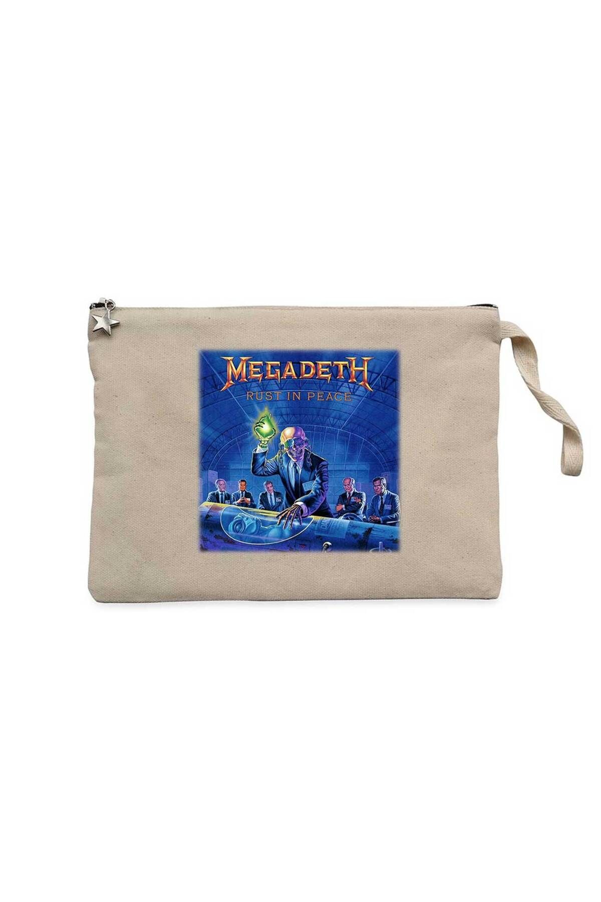 Z zepplin Megadeth Rust in Peace Krem Clutch Astarlı Cüzdan / El Çantası