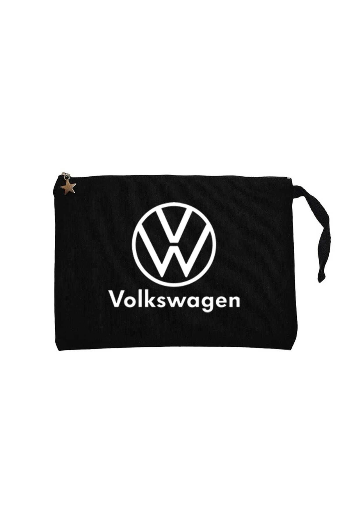 Z zepplin Volkswagen New Logo Text Siyah Clutch Astarlı Cüzdan / El Çantası