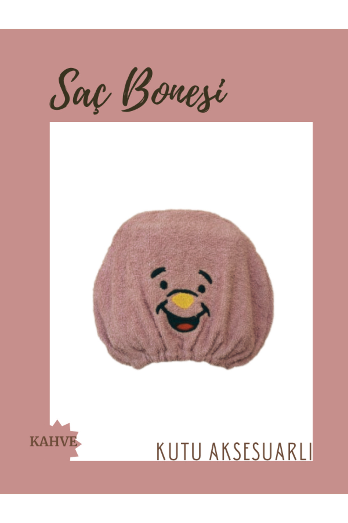 PERFECTWOMEN Düz Eponj Düğmeli Havlu Kahve Saç Kurulama Bonesi Saç Havlusu Kutulu Üründür Çocuklar Için