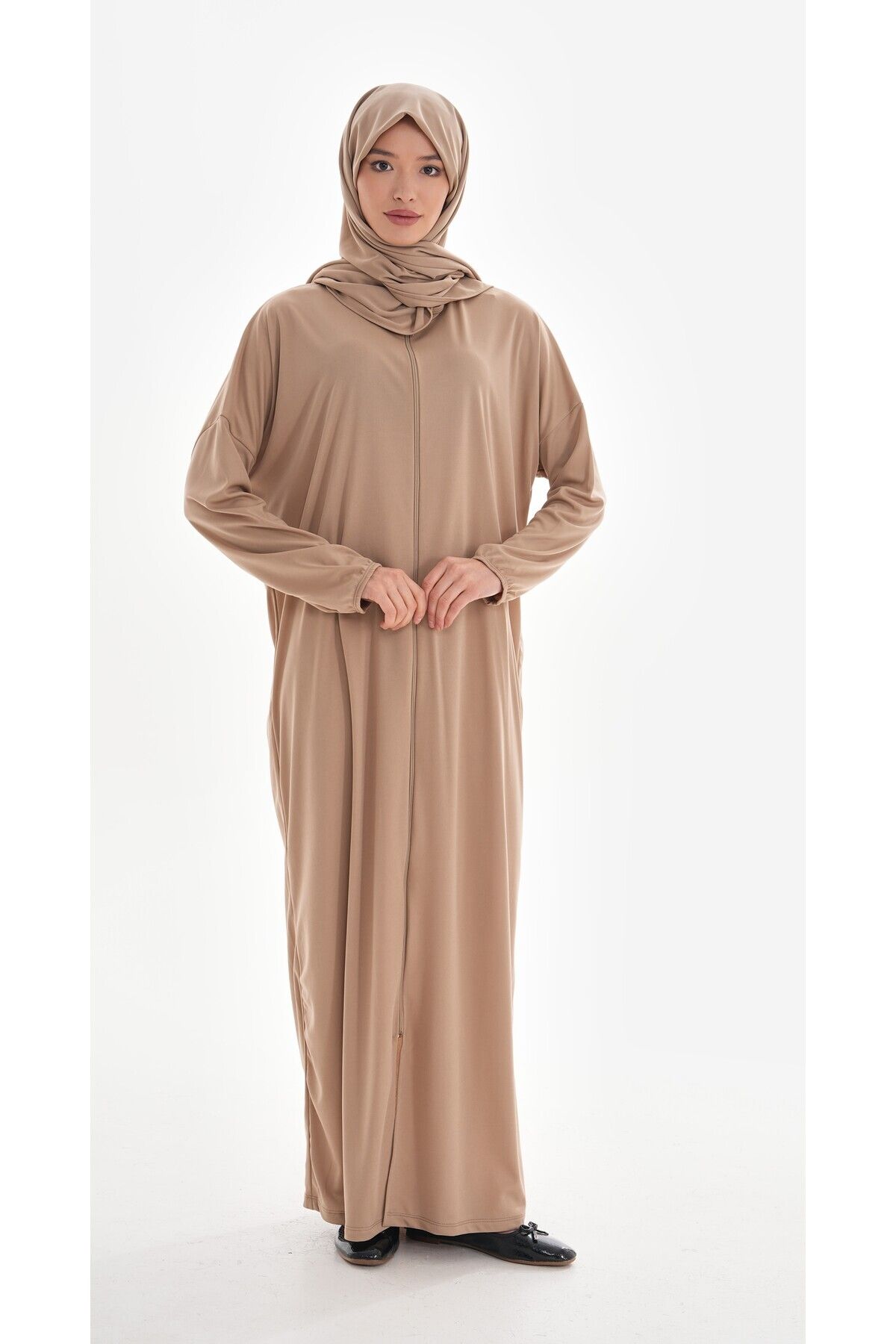 ASLINUR GİYİM-Murdum - Practical Zippered Prayer Dress with Shawl 1