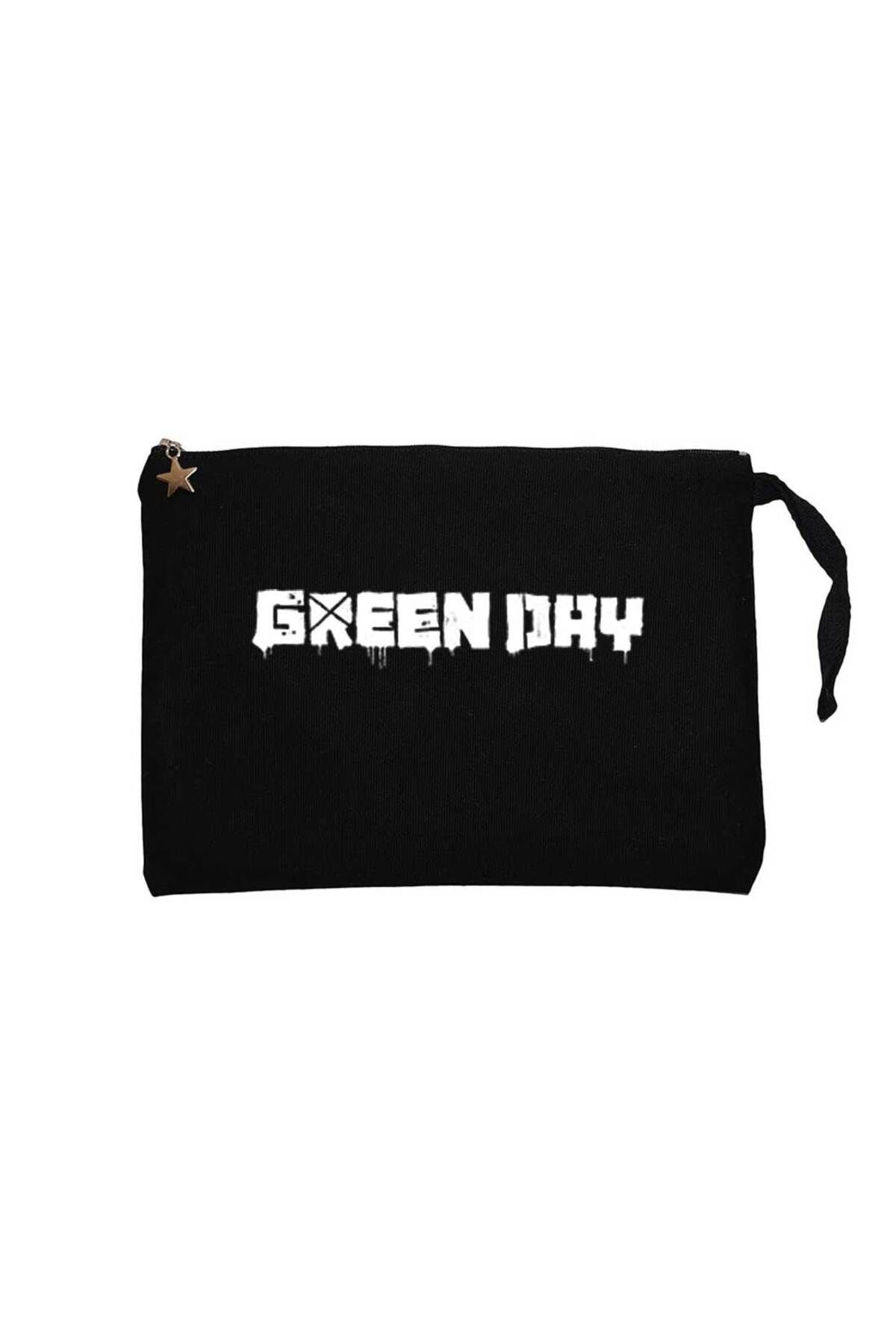 Z zepplin Green Day Text Siyah Clutch Astarlı Cüzdan / El Çantası