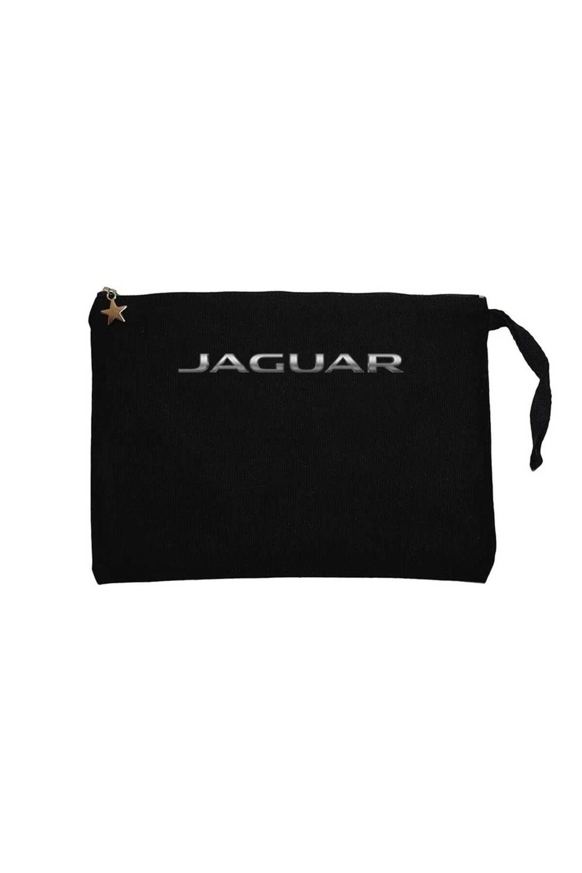 Z zepplin Jaguar Silver Text Siyah Clutch Astarlı Cüzdan / El Çantası