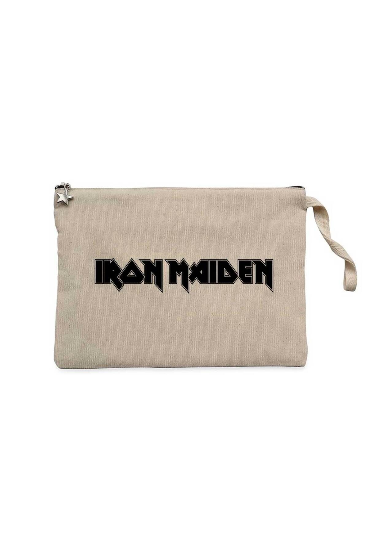 Z zepplin Iron Maiden Black Text Krem Clutch Astarlı Cüzdan / El Çantası