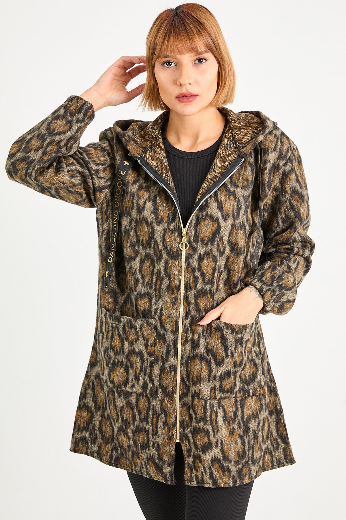 DPARİS-Leopard Print Hooded Cardigan 2