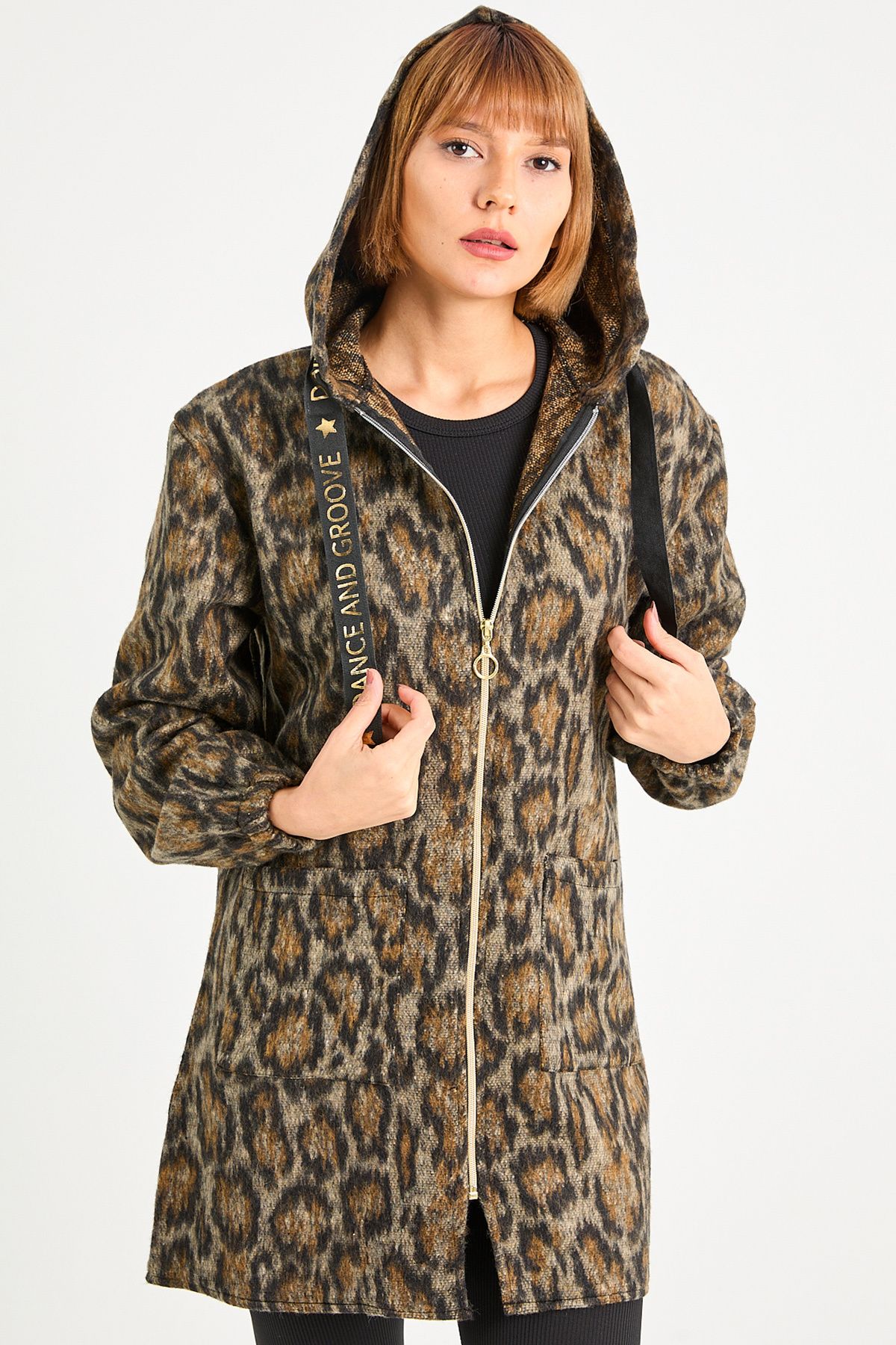 DPARİS-Leopard Print Hooded Cardigan 1