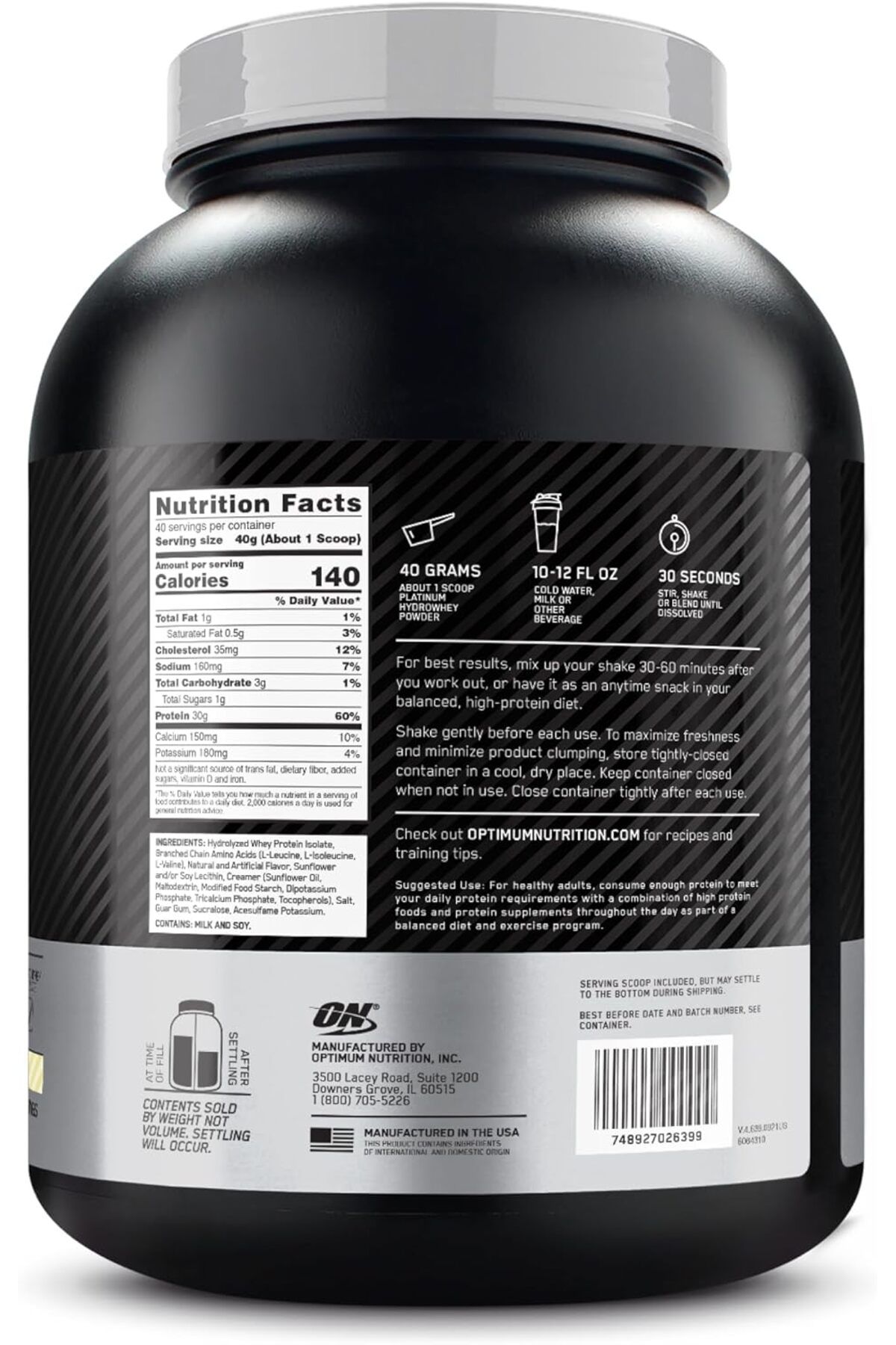 Optimum Nutrition-Platinum HydroWhey, Velocity Vanilla, 3.5 LB 5